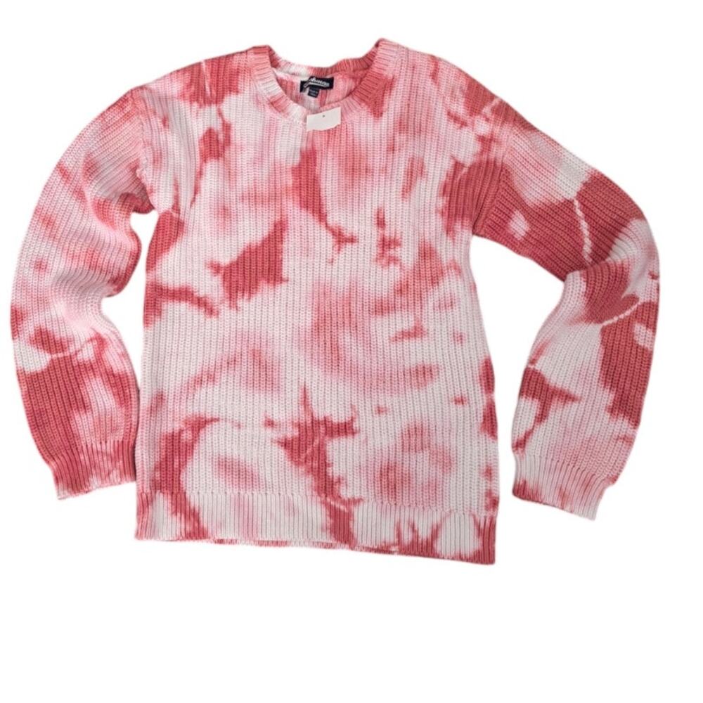 NWT Freshman 1966 Girls Tie Dye Pink White Knit Sweater Medium  8 NWT